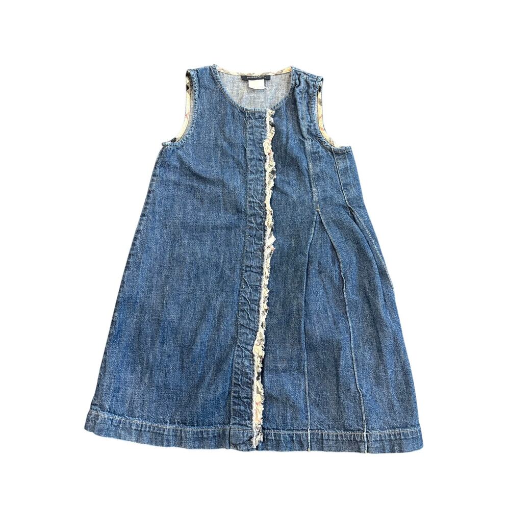 Vintage Burberry Girls Denim Tank Dress Size 3
